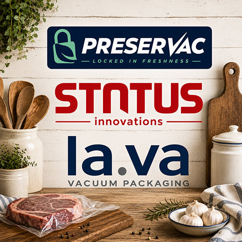 # vacuum sealing company logos. Preservac, Status, Lava
