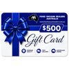 A $500 gift card for Food Vacuum Sealers Australia, featuring a blue ribbon bow on a white and blue background with the company logo and contact details.