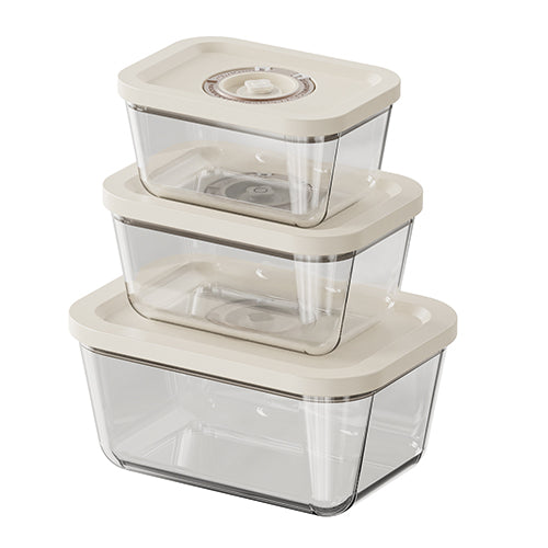 Set of 3 glass food vacuum canisters 
