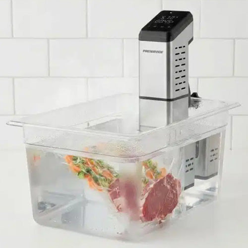 Preservide hydromix gastropro commercial sous vide cooker in a plastic container