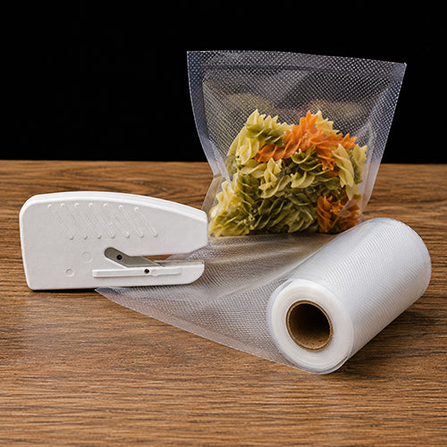 Status roll film cutter cutting a bag off a roll