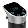 Black sous vide cooker with digital display and control buttons