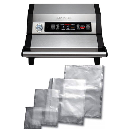Preservac VacBro commercial vacuum sealer starter pack with bags and a roll